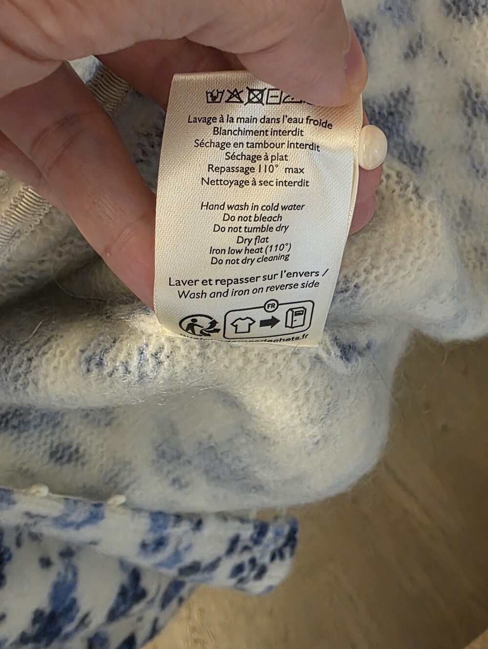 Sezane Lisette Cardigan - Blue Peonies/Floral Button-Front V-Neck Cardigan - Picture 6 of 6